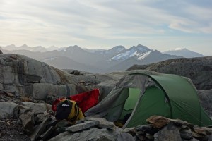 Campsite beside terminal lake