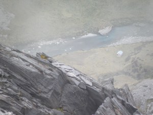 View down to the hut